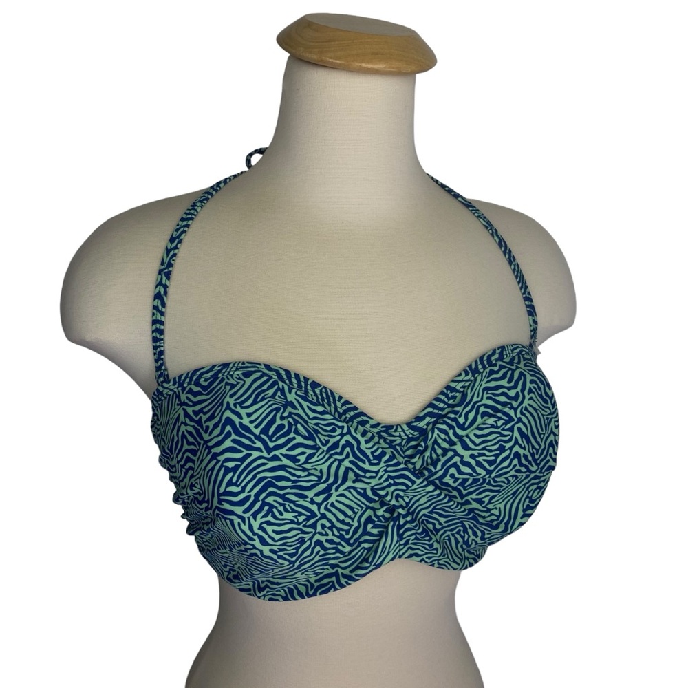 Cleo Hattie Twist Bandeau Bikini Top Zebra Animal Print Halter Size 34 DDDD G - Picture 15 of 15